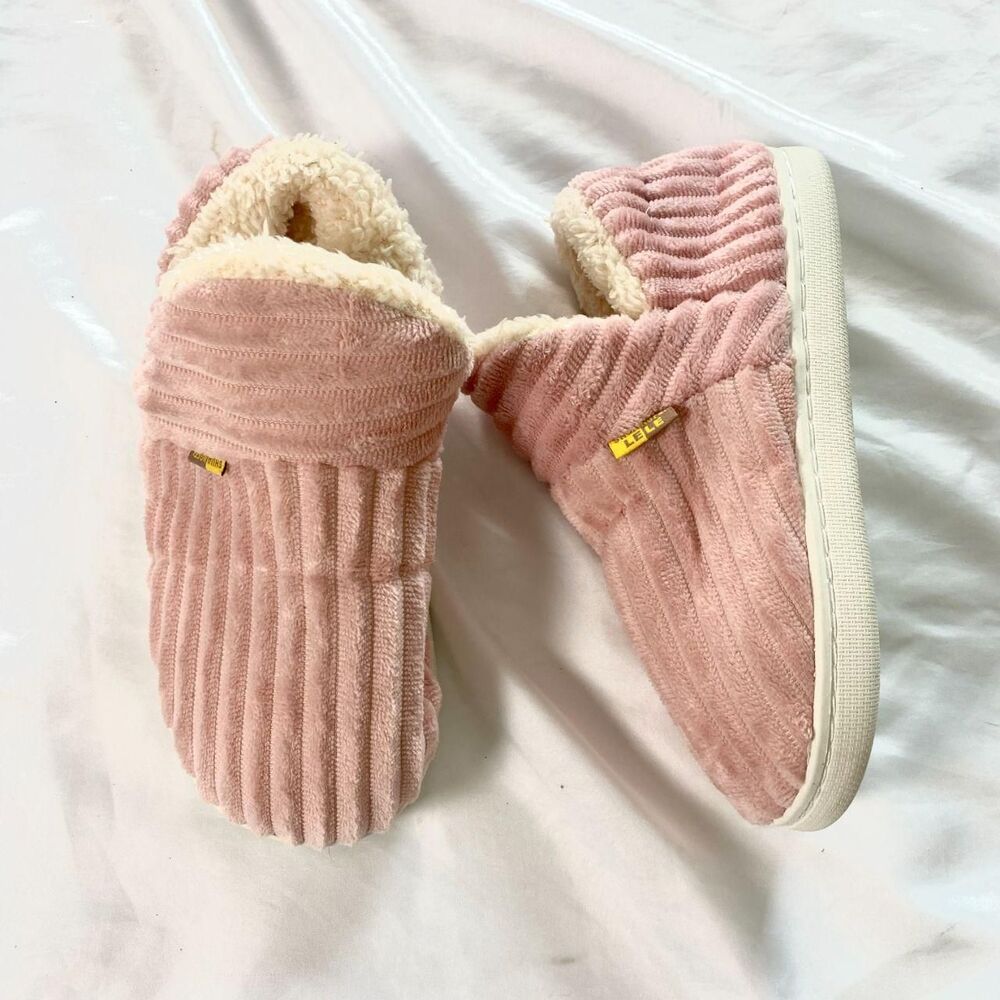 NEW Cute Coquette Pink Soft Corduroy House Shoe Slippers Lele Size US 6 / 7